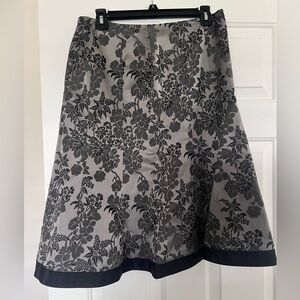 Ann Taylor Floral Black and Gray Women's Skirt